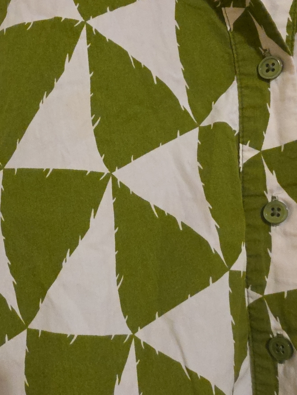 Maeve The Bettina Olive Green & White Geometric Midi Shirt Dress Size 1X Used - Picture 8 of 16